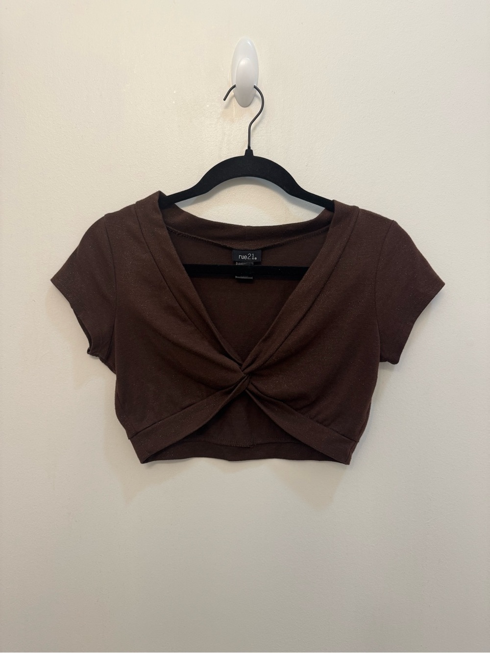 Vintage rue21 Brown Twist-Knot V-Neck Crop Top